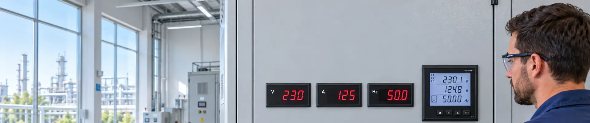 Kapcsolótáblába épített digitális mérőműszerek